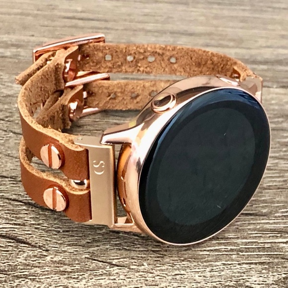 Double Strap Brown Leather Galaxy 42mm Watch Band main image 5